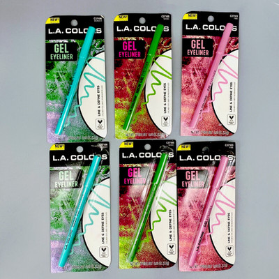 L.A. COLORS Gel Eyeliner, Assorted Colors Long Lasting, 6PK x 0.05 fl oz