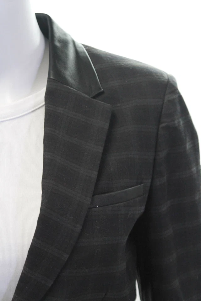 Blazer Elizabeth and James para mujer de algodón a cuadros manga larga negro talla 4 Foto 2 de 4