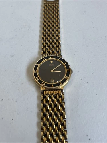 Vintage SEIKO Watch Gold Tone And Black 7N29-6A09 Working Preowned