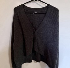 Cropped Cardigan Dark Gray Size M