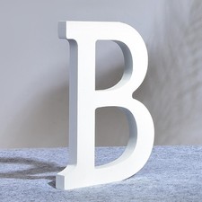 10 Inch Wooden Letter B for Wall Decor, Large White Wood Standing Letters for