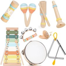 Baby Musical Instruments Set Wooden Montessori Toys for Toddlers 1-3 Percussi...