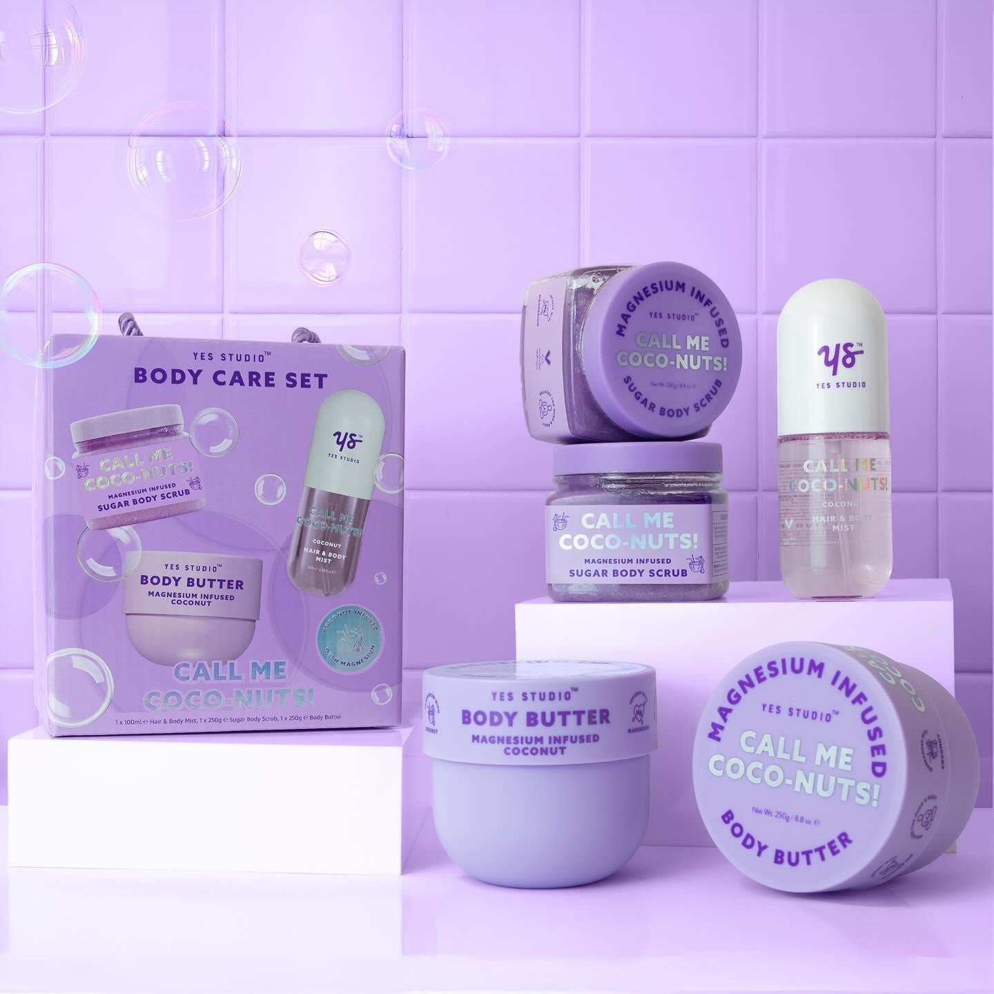Fruity Body Care Gift Set Coconut Mist Scrub Butter Self Care Gift for Her