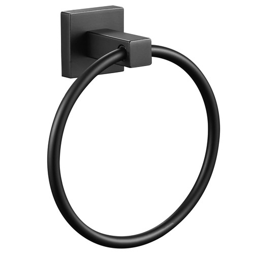Black Towel Ring, Matte Hand Towel Holder Wall Mount, Bathroom Round Towel Ha...