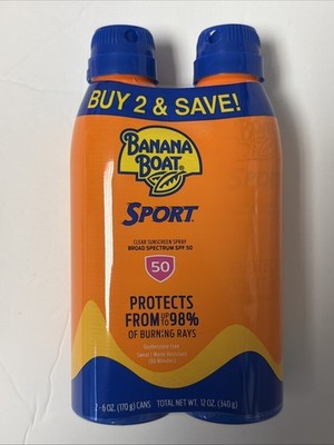 2 pk Banana Boat Sunscreen Sport Broad Spectrum Sunscreen Spray  SPF 50 X8/28New