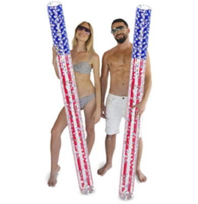 2 Pack Inflatable USA Flag Jumbo Pool Noodle Floats - Premium Luxurious 74 Inch