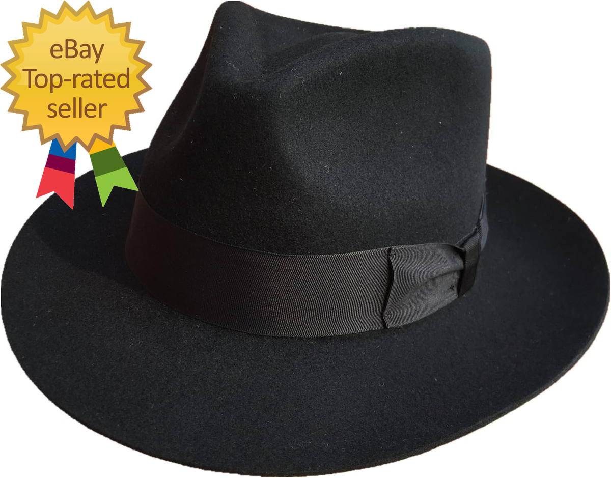 Classic Black Men'S Wool Felt Godfather Gangster Mobster Gentleman