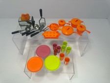 VTG Barbie Kitchen Lot - Pots, Dishes, Toaster,  Accessories.