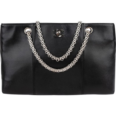 Chanel Caviar Leather Bijoux Chain Tote Shoulder Crossbody Bag Coco CC Tasche