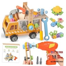 Kids Tool Set, 40 Pcs Wooden Toddler Tool Bench, Toy Drill Toddler Tool Set