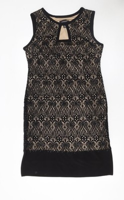 R&M Richards Damen schwarz Spitze Etui knielanges Kleid Größe 14 Party formell