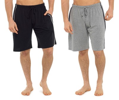 i-Smalls Herren 2er Pack Jersey Lounge Shorts Pyjama Schlafanzughose schwarz grau-L