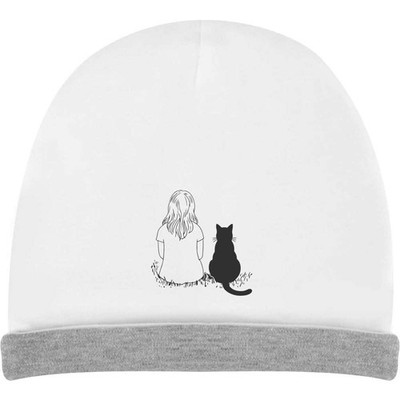 Kinder Slouch Mütze ''Mädchen und Katze zusammen'' (KH00044298)