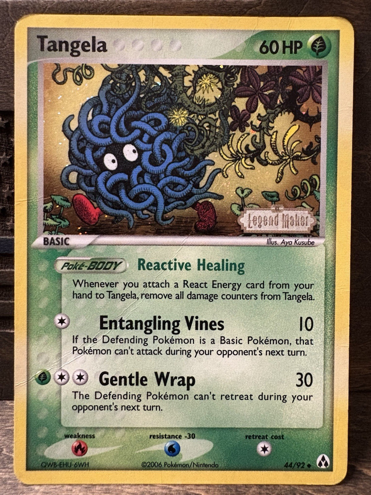Tangela 44/92 Pokemon Card Legend Maker STAMPED Reverse Holo - LP