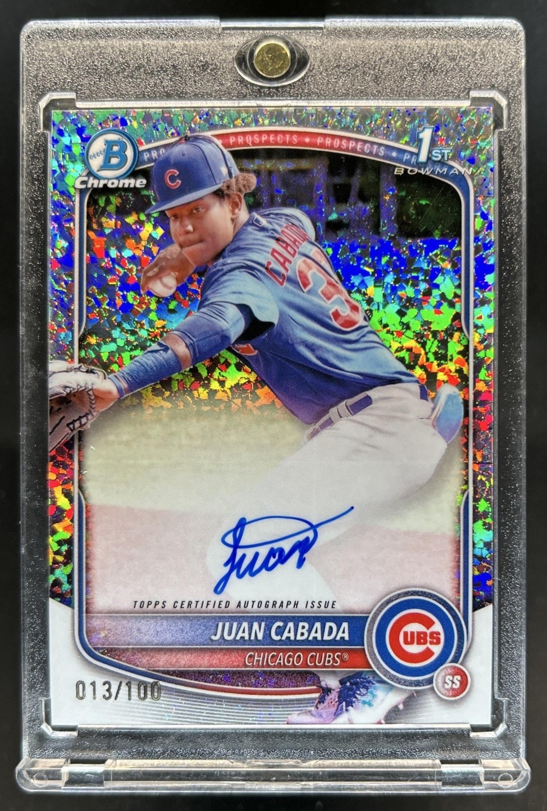 2025 Bowman Chrome Juan Cabada Auto Mini Diamond Refractor 1st #/100 Cubs