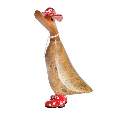 DCUK Duckling Wearing Red Floral Hat Figurine