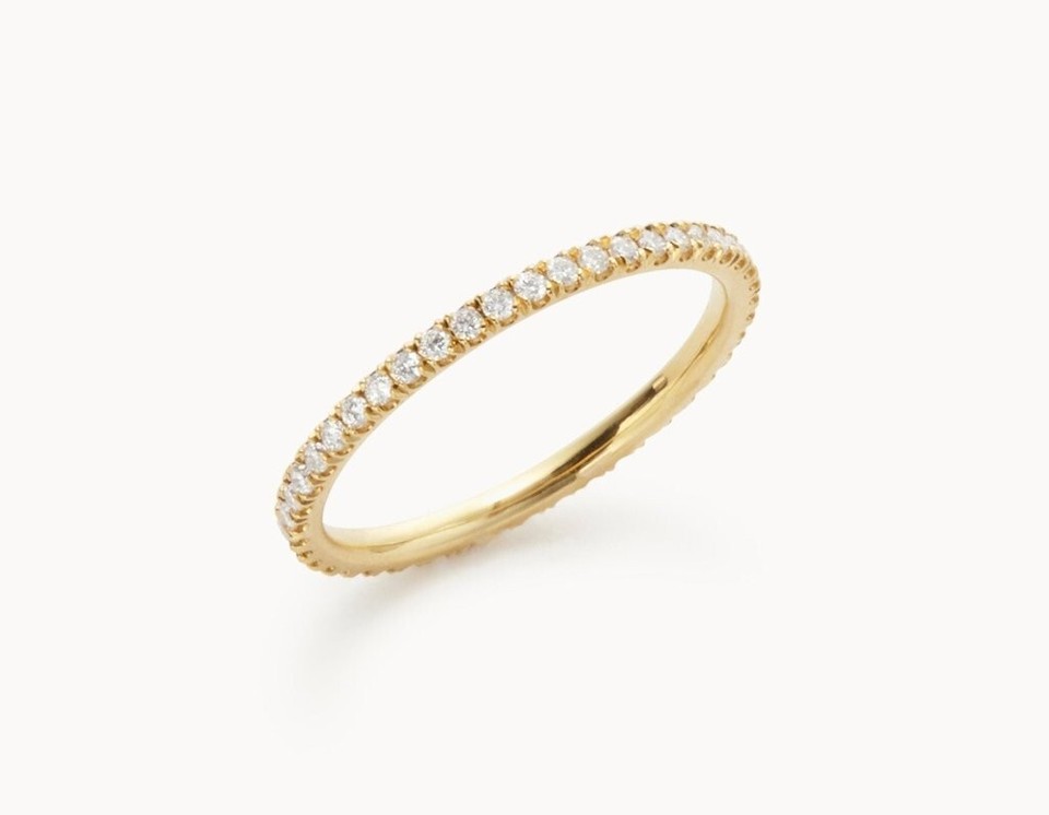 10k Rose Gold Cubic Zirconia Eternity Band – 1.5 Carat Dainty Wedding Ring, Stackable & Handmade In USA
