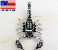 Scorpion Charm Pendant With Black CZ Pave 925 Sterling Silver  Charm