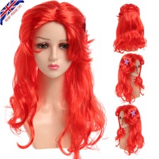 Princess Little Mermaid Ariel Red Wig Long Curly for Kids Children Women