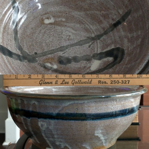 Large Spun Bowl TESTED BY FIRE POTTERY Drip Glaze Rob Grimes Blue 