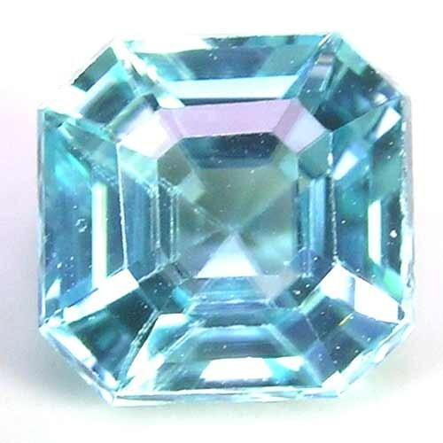 BLISSFUL NATURAL BRIGHT SEAFOAM BLUE CAMBODIA ZIRCON GEM 1.9ct - EMERALD CUT