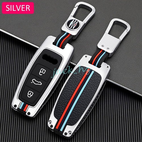 Metal Car Key Fob Cover Case Keychain For Audi A3 A6 C8 A8 Q7 e-tron Accessories - Picture 10 of 12