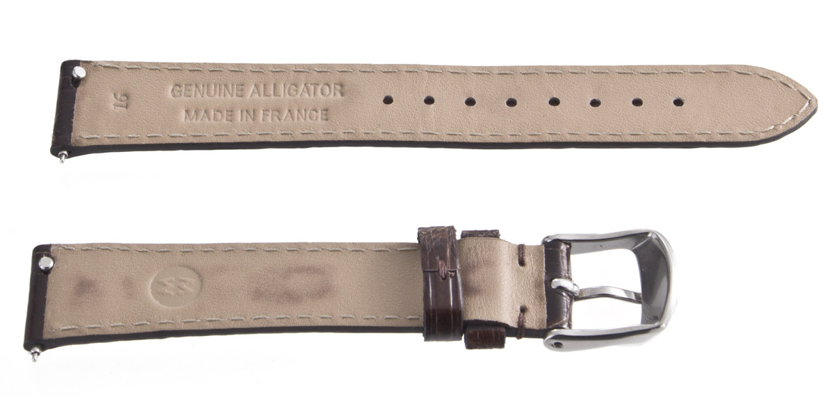NEW Michele Womens 16mm Dark Brown Genuine Alligator Leather 