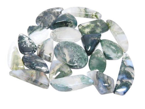 20 PCS 129.40 CT LOT 100% NATURAL MOSS AGATE LOOSE GEMSTONES MIX CABOCHON LO-137