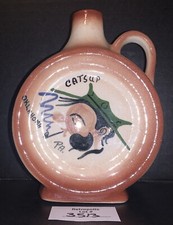 Oklahoma CORN LIKKER Catsup Glazed Jug MAN PIPE SMOKING Signed PA