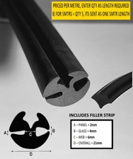 Car Boat Caravan Window Rubber Seal - Black Filler Strip - 4mm x 2mm