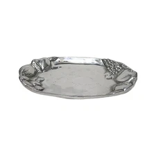 Holland Boone Polished Pewter Fruit Oval Serving Tray Vintage