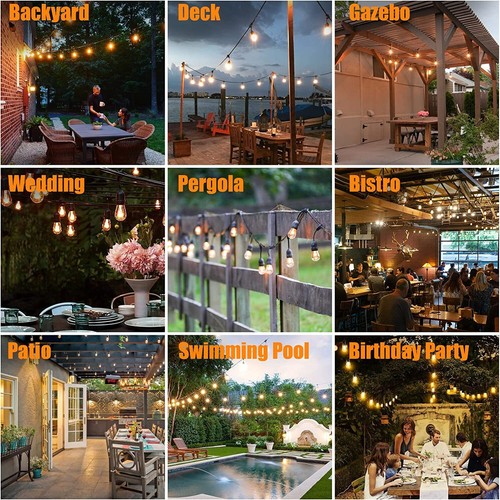 15M-150M Solar LED Festoon String Lights S14 Bulbs Wedding Party Outdoor Patio - Picture 13 of 15