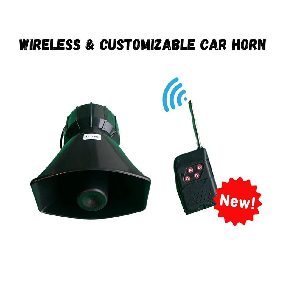 Programmable Car Horn 4 Custom MP3 Sounds 130DB Horn 12V Powered Wireless Remote - image 2 of 4