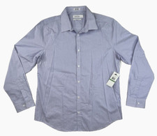 Calvin Klein Shirt Mens L Infinite Cool Non Iron Button Up Blue Striped NWT