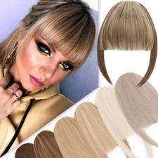 Highlight Fringe Bangs French Clip in Real As Human Hair Extensions Front Piece