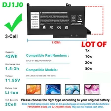 LOT 1-30x DJ1J0 Battery for Dell Latitude 12 7280 7290 13 7380 7390 14 7480 7490