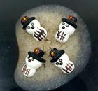 4 Handmade Lampwork Glass Spooky Snowmen Halloween Beads 23x14mm — photo 3
