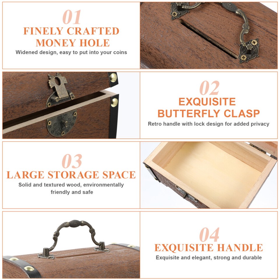 Kids Treasure Chest with Lock Box Key Money Saving Storage Baby