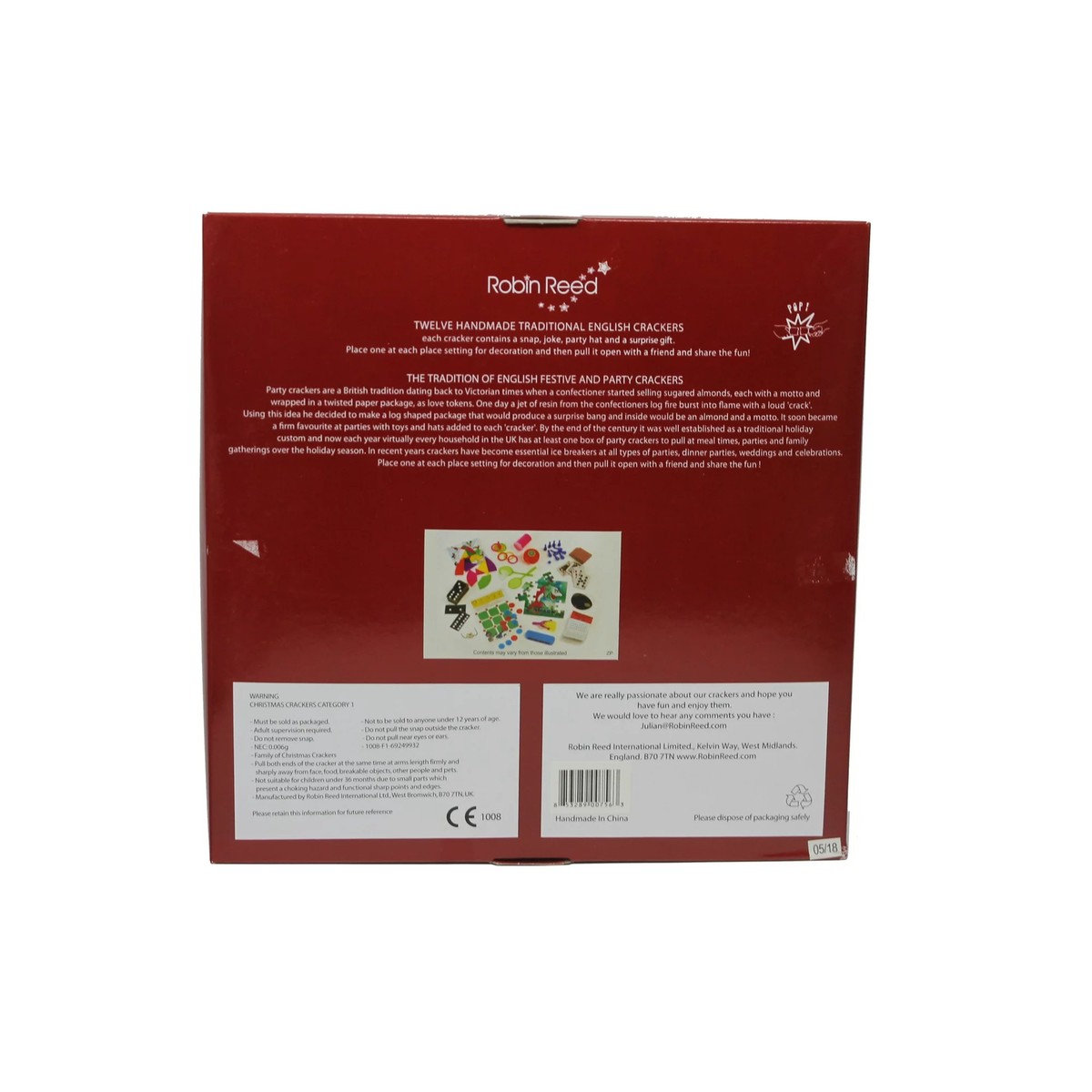 Robin Reed Bows & Berries Holiday Crackers - Bundle Of 12 Christmas Party Crackers