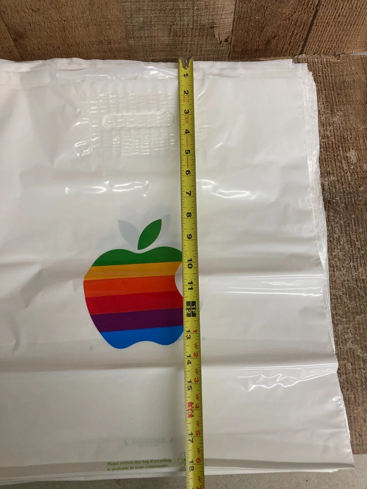 Vintage Apple Computer Vinyl Plastic Shopping Bag circa 1992, new. early 90s - Image 4 of 4
