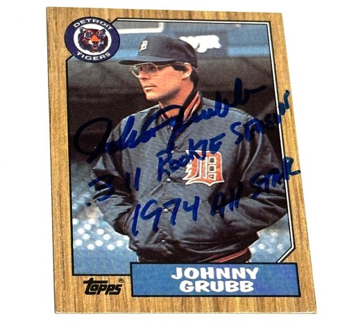 1987 Topps -Johnny Grubb-Tigers-.311 AVG Rookie Season-1974 All Star Inscription