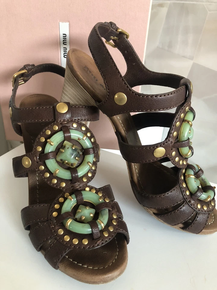 Miu Miu Leather sandal Calzature Donna Buffalo Antic stones 8.5 - Image 4 of 4