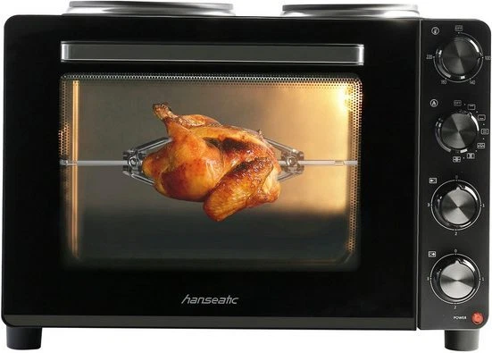 Hanseatic Kleinküche HMO366BKB Mini-Backofen Doppelkochplatte Schwarz 97530243 - Bild 2 von 4