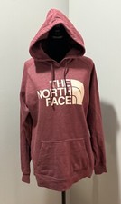 North Face Hoodie Women s Large Plum White Logo Hooded Sweatshirt Pouch