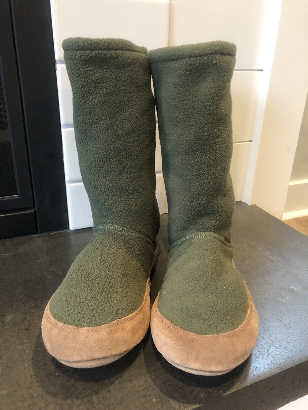 LL Bean Fleece Leather Sole Slipper 