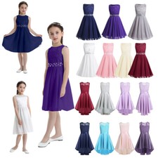Girls Princess Flower Dress Kids Wedding Bridesmaid Maxi Formal Party Prom Gown