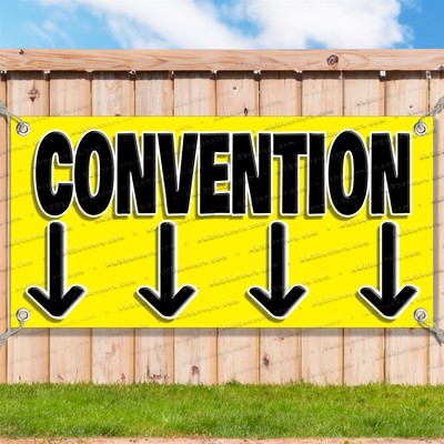 CONVENTION DOWN ARROWS YLW Advertising Vinyl Banner Flag Sign Many Size DIRECTS