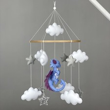 Dragon baby mobile Dragon crib mobile Fantasy nursery decor Dragon baby shower
