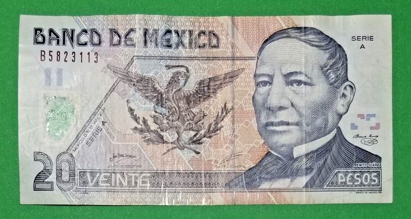 2 Notes 20 Veinte Pesos (Mexico/2001) & 10 Diez Pesos-Bolivia/1962         5090v