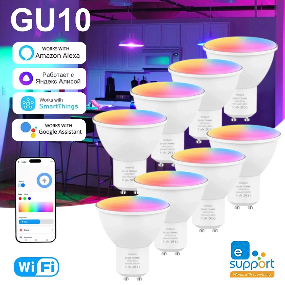 1-8X Zigbee/WiFi Smart LED GU10 Bulb 5W RGBCW Light Dimmable Lamp APP Control - Image 3 of 4
